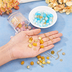 3 Sets 3 Stile DIY Bunte Malerei Perlen & Legierung Anhänger & Link & Perlenkappen Schmuck Zubehörse Kits&nbsp;DIY-TA0011-60