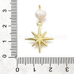 Colgantes de estrella de latón y perla natural&nbsp;LS-KK-Z093-40G