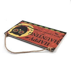 Porte en bois halloween suspendu panneau de bienvenue&nbsp;HJEW-Z002-04F