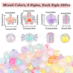 160pcs 8 Arten transparente Acrylperlen&nbsp;TACR-SP0001-10