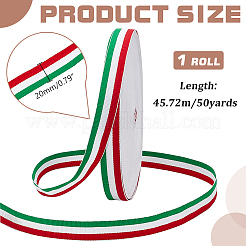 50 Yards dreifarbiges gestreiftes Ripsband aus Polyester&nbsp;OCOR-WH0078-199B