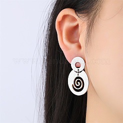 Boucles d'oreilles pendantes à clous en spirale en acier inoxydable 304 pour femmes&nbsp;WG2DEFF-01
