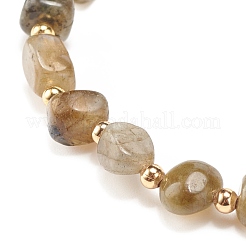 Bracciale elasticizzato con perline tonde in labradorite naturale&nbsp;BJEW-JB08197-06