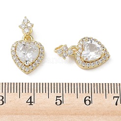 Breloques en laiton micro pavé de zircone cubique transparente pour la saint-valentin&nbsp;KK-A299-05G