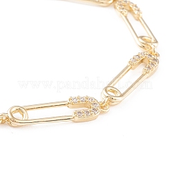Messing Micro Pave klare Zirkonia Link Armbänder&nbsp;BJEW-F408-01G