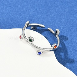 Offene Manschettenringe aus 304 Edelstahl mit Strasssteinen für Damen&nbsp;RJEW-K301-07P