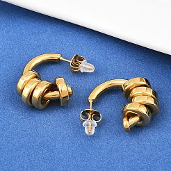 C-förmige Ohrstecker aus 304 Edelstahl&nbsp;EJEW-K268-78G