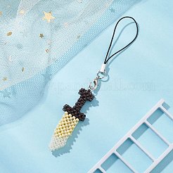 Decorazioni pendenti con perline di semi di vetro a forma di spada larga&nbsp;HJEW-MZ00176