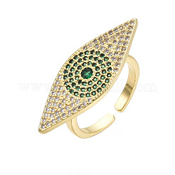 Anello a polsino aperto con occhio di cavallo in zirconi cubici&nbsp;RJEW-N037-014B