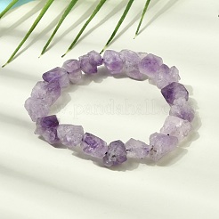 Pulseras elásticas con cuentas de pepitas de amatista natural en bruto para mujer.&nbsp;GG-CBA2C9C-02