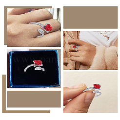 2 Stück Messing Emaille Rose Fingerring für Damen&nbsp;RJEW-LP0001-41
