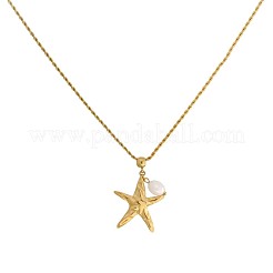 Collares colgantes de acero inoxidable 304 y perlas naturales con diseño oceánico para mujer.&nbsp;WG2E1DF-01