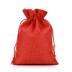 Polyester Imitation Sackleinen Verpackungsbeutel Kordelzugbeutel&nbsp;X-ABAG-R004-18x13cm-01
