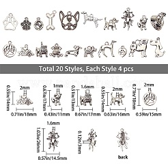 Pendentifs chiot en alliage de style tibétain&nbsp;TIBEP-SC0001-66AS