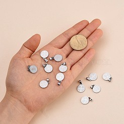 Pendentif rond plat anti-ternissement avec breloques San Benito et Word en acier inoxydable 304&nbsp;LS-STAS-I036-03C