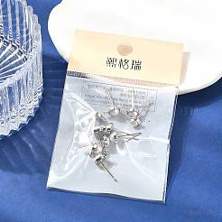 Shegrace Messing ABS Imitationsperlen Halbrund-Ohrstecker-Rohlinge&nbsp;XGR0101P-118P