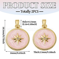 2 pièces en laiton micro pavé pendentifs en zircone cubique claire&nbsp;KK-TADJ0001-16A