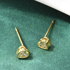 Klare Zirkonia-Herz-Ohrstecker&nbsp;EJEW-K093-24G