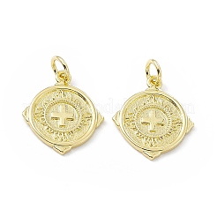 Placage de crémaillère en laiton micro pavé pendentifs en zircone cubique claire&nbsp;KK-B065-12G