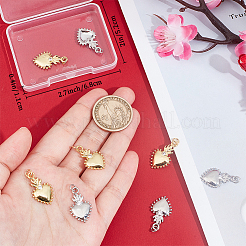 8 pièces 2 couleurs placage en laiton micro pave pendentifs en zircone cubique&nbsp;KK-BBC0012-95