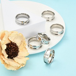 201 geriffelte Fingerringfassungen aus Edelstahl&nbsp;MAK-WH0007-16P