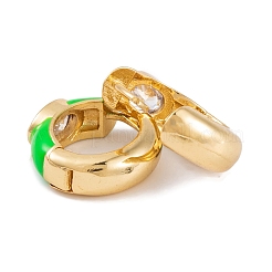 Pendientes de esmalte de circonita cúbica de latón chapado en estante&nbsp;EJEW-S219-14G-01