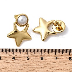 Boucles d'oreilles à tige en acier inoxydable 201 avec perles en plastique ABS&nbsp;EJEW-Z151-13G-05