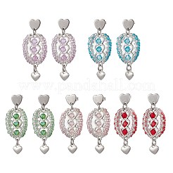 Boucles d'oreilles pendantes en acier inoxydable 304 avec perles de verre bicônes à facettes&nbsp;EJEW-WZ00437