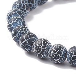 2 pièces 2 style agate patinée naturelle (teinte) et œil de tigre bracelets extensibles perlés ronds sertis de lion en alliage&nbsp;BJEW-JB08654