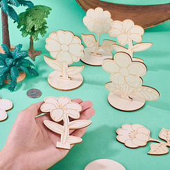 20 stücke 4 arten blume unfinished holz display dekorationen für diy malerei dekoration handwerk&nbsp;DJEW-TA0001-38