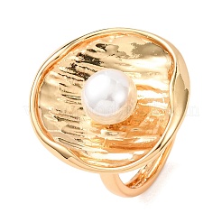 Verstellbare Manschettenringe aus Messing mit Perlen aus ABS-Kunststoff&nbsp;RJEW-G368-06G