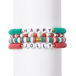 4 Stück 4 Stil Fimo Heishi Surfer Stretch Armbänder Set&nbsp;BJEW-TA00268