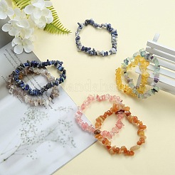 7pcs 7 Arten Chip natürliche und synthetische Edelsteinperlen-Stretch-Armbänder-Sets&nbsp;BJEW-SZ0001-39