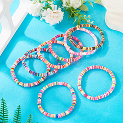8 Stück handgefertigte Armband-Sets aus Heishi-Perlen aus Polymer-Ton&nbsp;BJEW-TAC0030