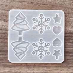 Moules à pendentif en silicone pour arbre de noël et flocon de neige et coeur et étoile&nbsp;DIY-E055-21