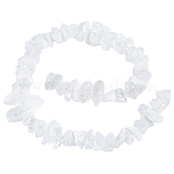 1 filo di perline di cristallo di quarzo naturale grezzo elettroplaccato&nbsp;G-GA0001-70