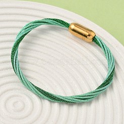Bracelets en acier inoxydable 304 avec cordon métallique en polyester pour femmes&nbsp;BJEW-Z145-01G