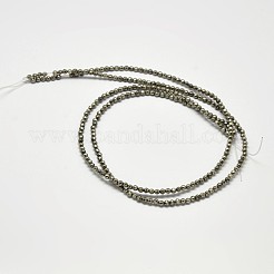 Natürliche Pyrit runde Perlen Stränge&nbsp;G-F197-09-3mm