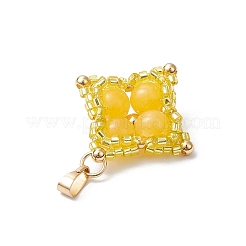 Pendentifs étoiles en jade jaune naturel teinté et perles de verre&nbsp;PALLOY-MZ00692-05