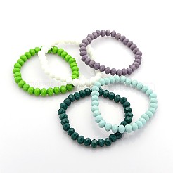 Facettierte undurchsichtige einfarbige Kristallglas-Rondellperlen strecken Armbänder&nbsp;BJEW-F072-M