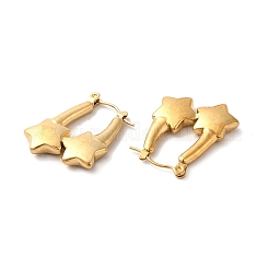 Orecchini a cerchio a forma di stella in acciaio inossidabile 304 con placcatura ionica (ip) per donna&nbsp;EJEW-K243-11G