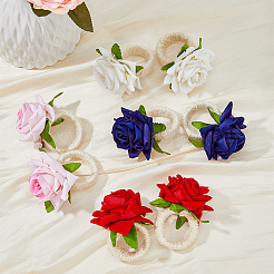 8 Stück Serviettenringe aus Polyseter mit künstlichen Rosen im 4-Stil&nbsp;DJEW-HY0001-02