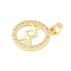 Pendentifs avec zircon cubiques à micro-pavés en laiton&nbsp;KK-D357-16G-G
