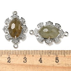 Natürlicher Labradorit facettiert ovaler Verbindungsanhänger&nbsp;G-G181-06P-07