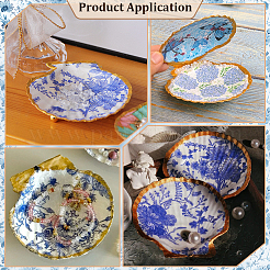 Schmuckplättchen aus natürlicher Muschel mit Blumendruck&nbsp;AJEW-WH0796-37