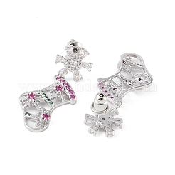 Weihnachtssocken & Schneeflocken Messing Pavé bunte Zirkonia Ohrstecker für Damen&nbsp;EJEW-M257-03P