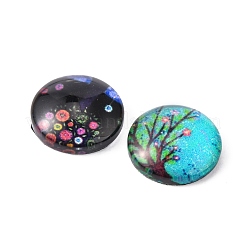 Baum des Lebens gedruckte halbrund / Kuppel Glas Cabochons&nbsp;GGLA-A002-12mm-GG