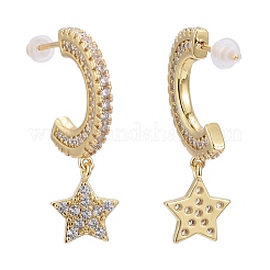 Latón micro pave aretes de circonita cúbica transparente&nbsp;EJEW-K083-15G