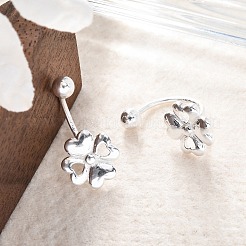 Boucles d'oreilles à tige en argent fin s999&nbsp;EJEW-F356-01S