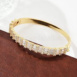 Brazaletes con bisagras de circonita cúbica transparente con micro pavé de latón para mujer&nbsp;BJEW-K274-09G